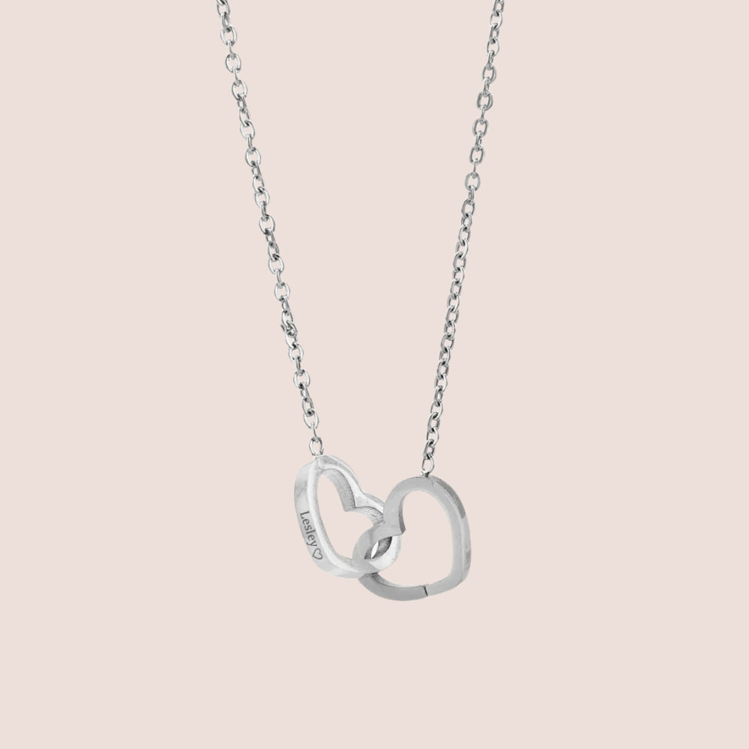 Collier double coeur en Argenté